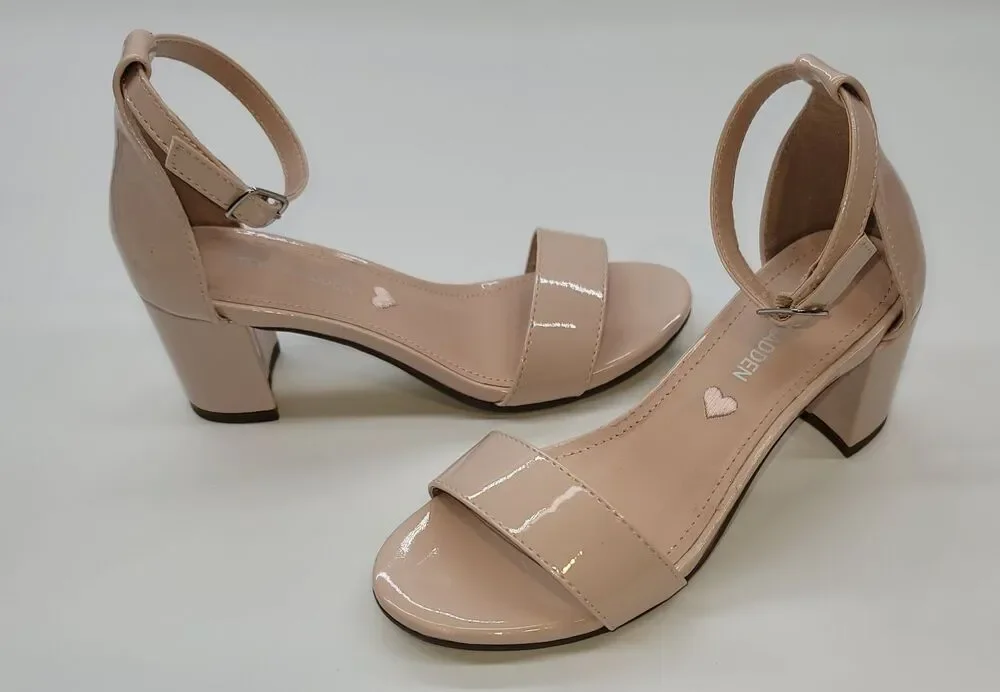 Steve Madden Kids JCarrson Blush Patent Block Heel Dress Sandals Girls Size 4M